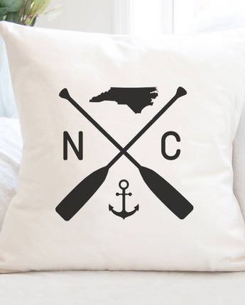 State Abbreviation (Oars and Anchor) - Square Canvas Pillow