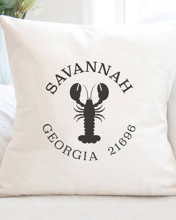 Lobster w/ City and State - Square Canvas Pillow