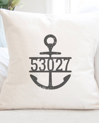 Distressed Anchor w/ Zip Code - Square Canvas Pillow