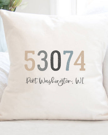 Zip Code w/ City and State - Square Canvas Pillow