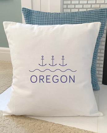 Three Anchors w/ State - Square Canvas Pillow
