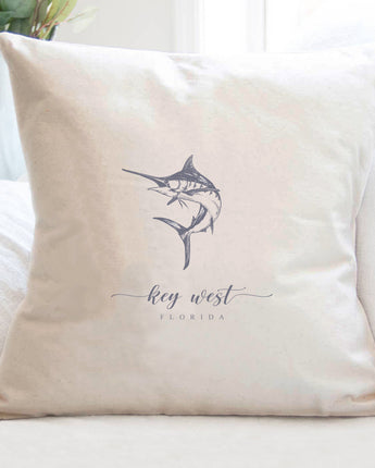 Marlin w/ City, State - Square Canvas Pillow