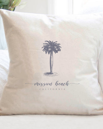 Palm Tree w/ City, State - Square Canvas Pillow