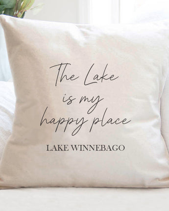 Lake Is My Happy Place - Custom Square Canvas Pillow