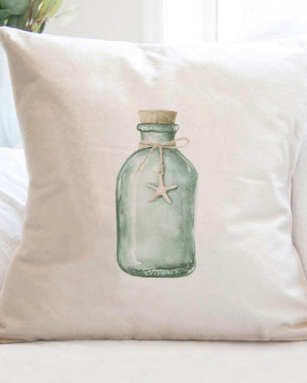 Sea Glass Bottle - Customizable Square Canvas Pillow