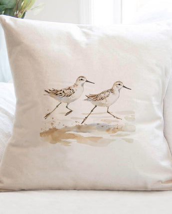 Watercolor Sandpipers - Square Canvas Pillow