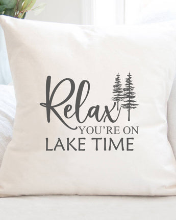 Relax You're on Lake Time (Trees) - Square Canvas Pillow