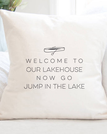 Welcome Lakehouse (Canoe) - Square Canvas Pillow