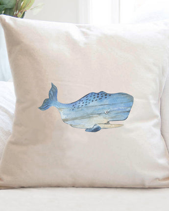 Coastal Wood Whale - Square Canvas Pillow