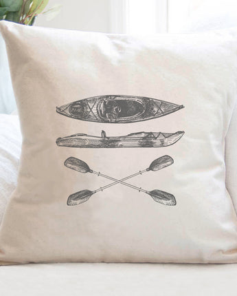 Hand Drawn Kayak - Square Canvas Pillow