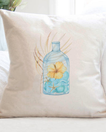 Hibiscus in a Bottle - Square Canvas Pillow