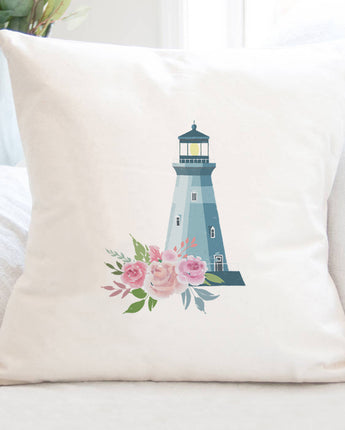 Floral Lighthouse - Square Canvas Pillow