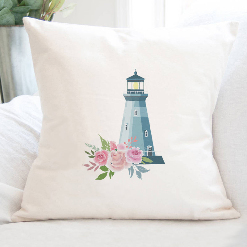 Floral Lighthouse - Square Canvas Pillow