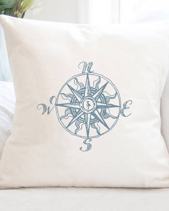 Hand Drawn Compass - Square Canvas Pillow