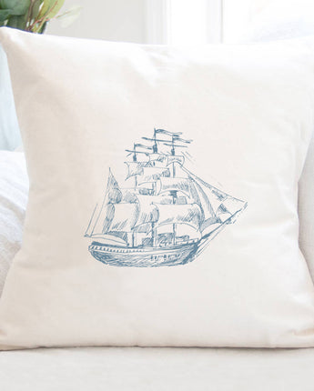 Hand Drawn Ship - Square Canvas Pillow