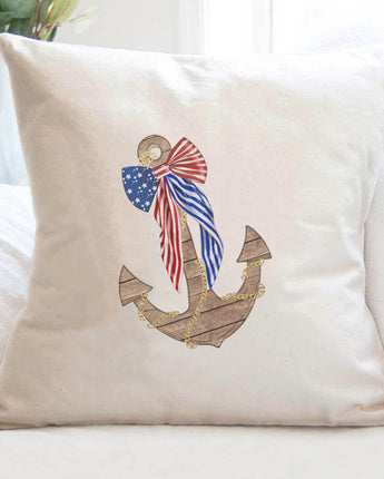 Anchor with Flag Bow - Square Canvas Pillow