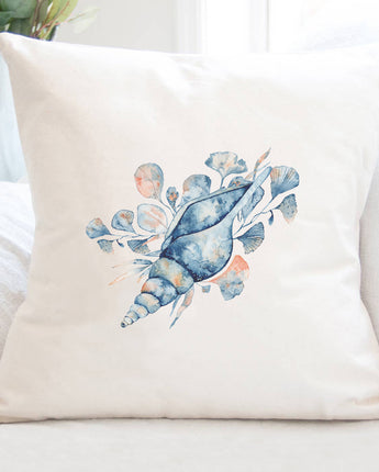Watercolor Tulip Shell - Square Canvas Pillow