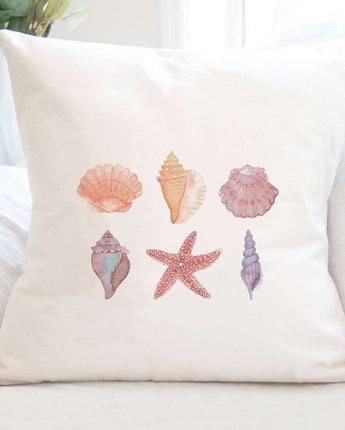 Watercolor Shells - Square Canvas Pillow
