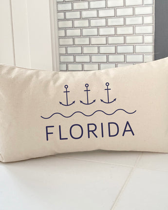 Three Anchors w/ State - Rectangular Canvas Pillow