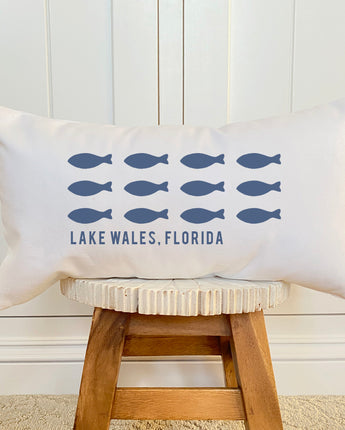 Hand Drawn Fish City State - Custom Rectangular Canvas Pillow