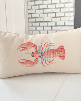 Bow-Tied Lobster - Customizable Rectangular Canvas Pillow