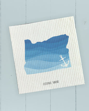 Watercolor State with Anchor - Swedish Dish Cloth