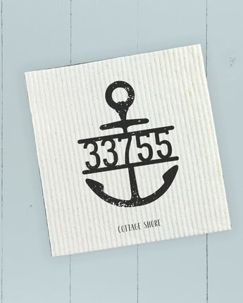 Distressed Anchor w/ Zip Code - Swedish Dish Cloth