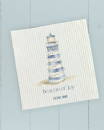 The Merry Lighthouse - Winter Customizable Swedish Dish Cloth