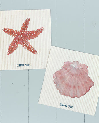 Watercolor Shells - 2pk Swedish Dish Cloth