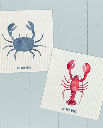 Lobster, Blue Crab 2 pk - Swedish Dish Cloth