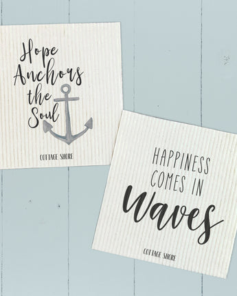 Happiness in Waves, Hope Anchors 2 pk - Swedish Dish Cloth