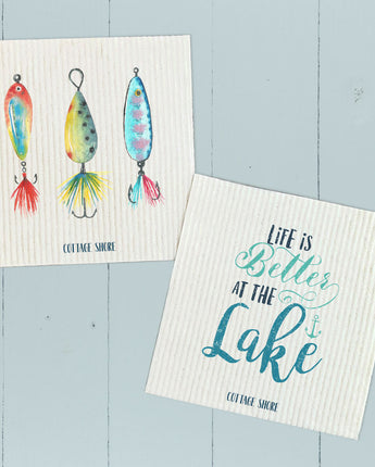 Better at Lake, Watercolor Bait 2 pk - Swedish Dish Cloth