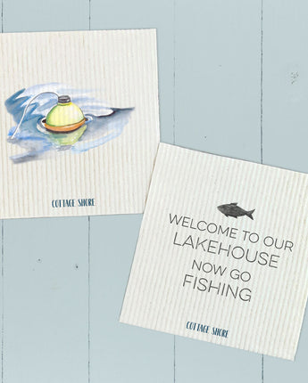 Welcome Lakehouse (Fish), Bobber 2 pk - Swedish Dish Cloth