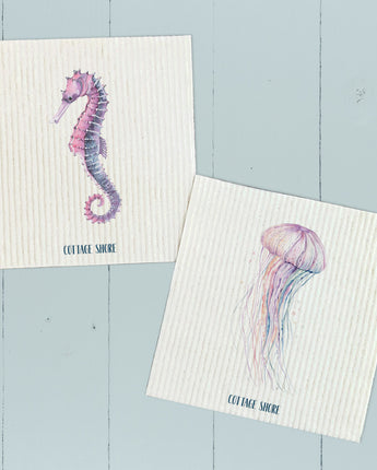 Colorful Seahorse, Jellyfish 2pk - Swedish Dish Cloth