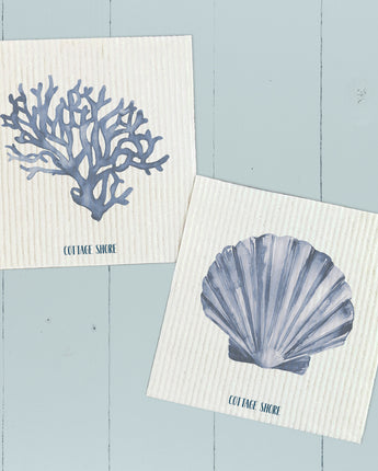 Blue Coral, Shell 2pk - Swedish Dish Cloth