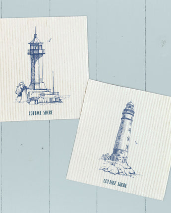 Sketched Lighthouses 2pk - Swedish Dish Cloth