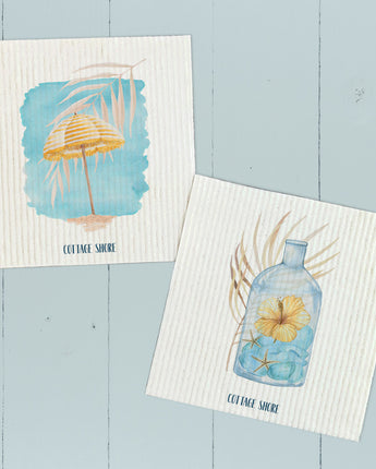 Hibiscus in a Bottle, Yellow Umbrella 2pk - Swedish Dish Cloth