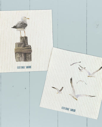 Watercolor Seagulls 2pk - Swedish Dish Cloth