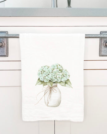 Watercolor Hydrangea Vase - Customizable Cotton Tea Towel
