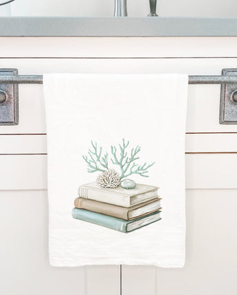 Coastal Book Stack - Customizable Cotton Tea Towel