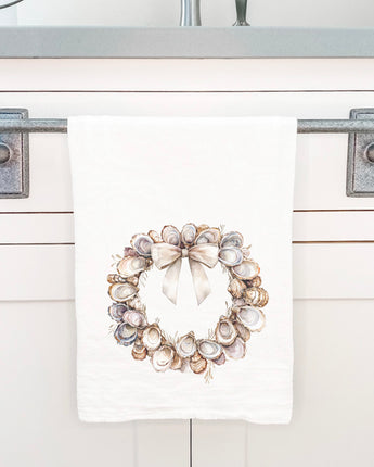 Oyster Wreath - Christmas Customizable Cotton Tea Towel