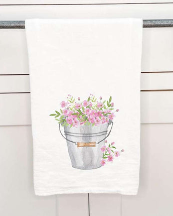 Flowers in a Pail - Cotton Tea Towel