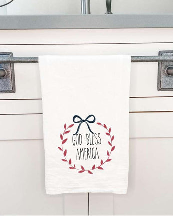 God Bless America Wreath - Cotton Tea Towel