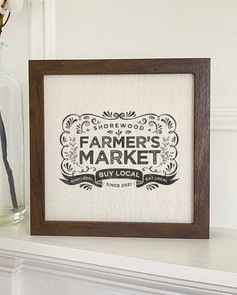 Vintage Farmers Market w/ City Estd - Framed Sign