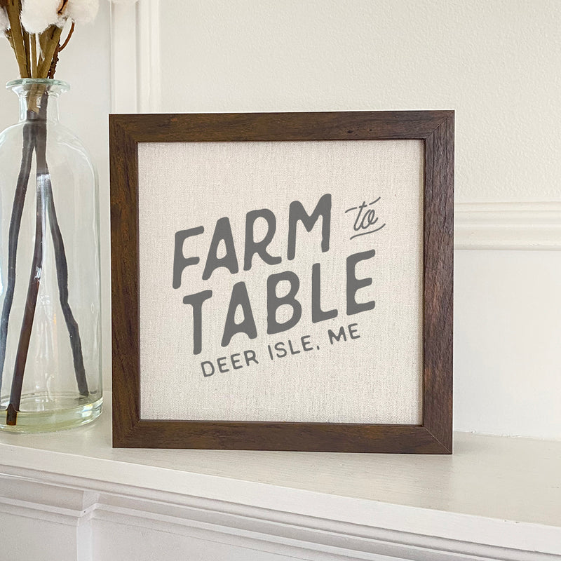 Farm to Table w/ City, State - Framed Sign