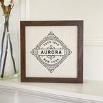 Vintage Flourish w/ City, State - Framed Sign