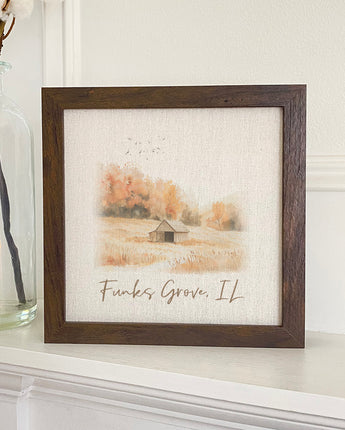 Fall Field Barn - Custom Framed Sign