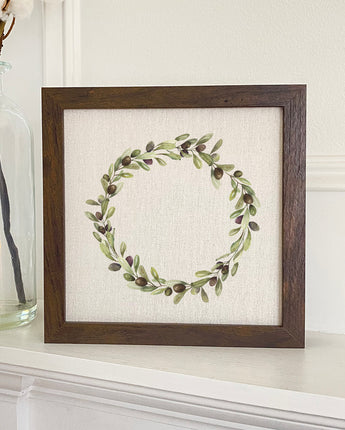 Olive Wreath - Customizable Framed Sign