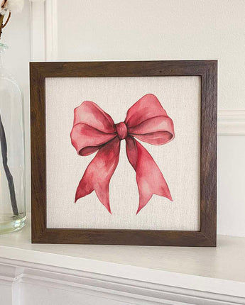 Red Gift Bow - Customizable Framed Sign