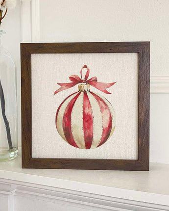 Red and White Stripe Ornament - Customizable Framed Sign